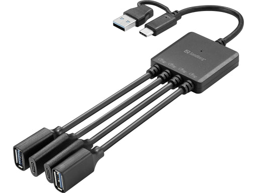 EAN 5705730136818 - Sandberg 136-81 hub de interfaz USB 3.2 Gen 1 (3.1 Gen 1) Type-A + Type-C 5000 Mbit/s Negro imagen 1