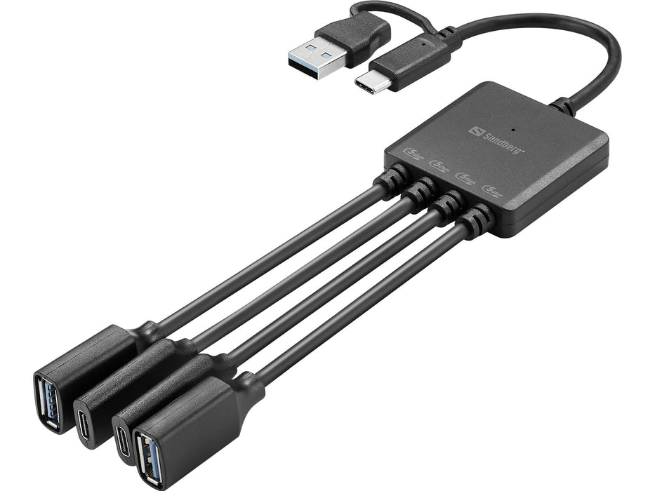 EAN 5705730136818 - Sandberg 136-81 hub de interfaz USB 3.2 Gen 1 (3.1 Gen 1) Type-A + Type-C 5000 Mbit/s Negro imagen 1