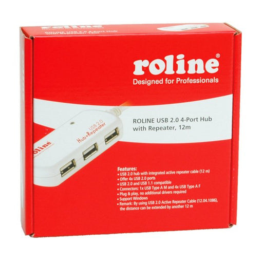 EAN 7611990188185 - ROLINE USB 2.0 Hub, 4 Ports, with Repeater 12 m Blanco imagen 2