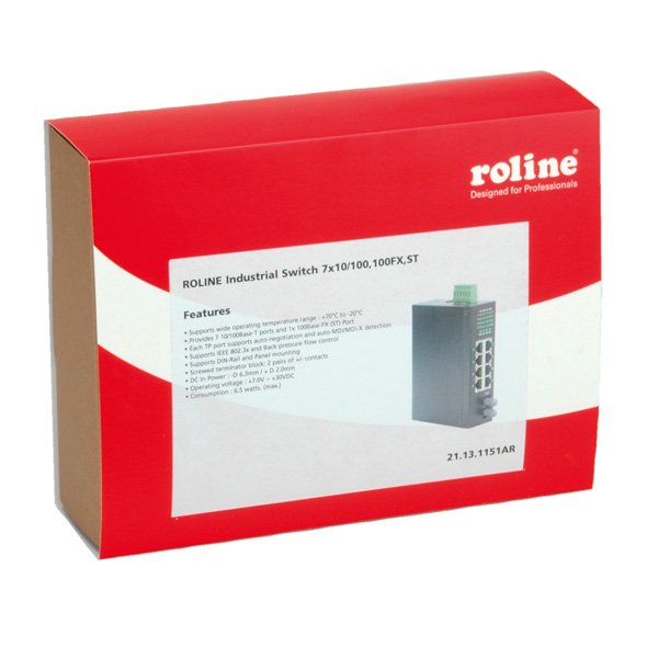 EAN 7611990176694 - ROLINE Industrial Switch, 7x RJ-45, 1x ST, unmanaged imagen 1