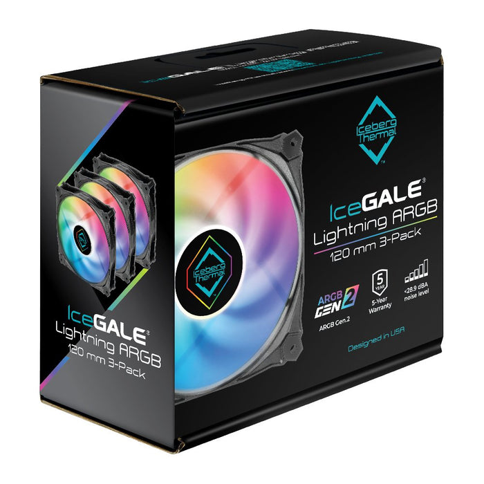 EAN 1230000071932 - Iceberg Thermal IceGALE Lightning ARGB Carcasa del ordenador Ventilador 12 cm Negro 3 pieza(s) imagen 12