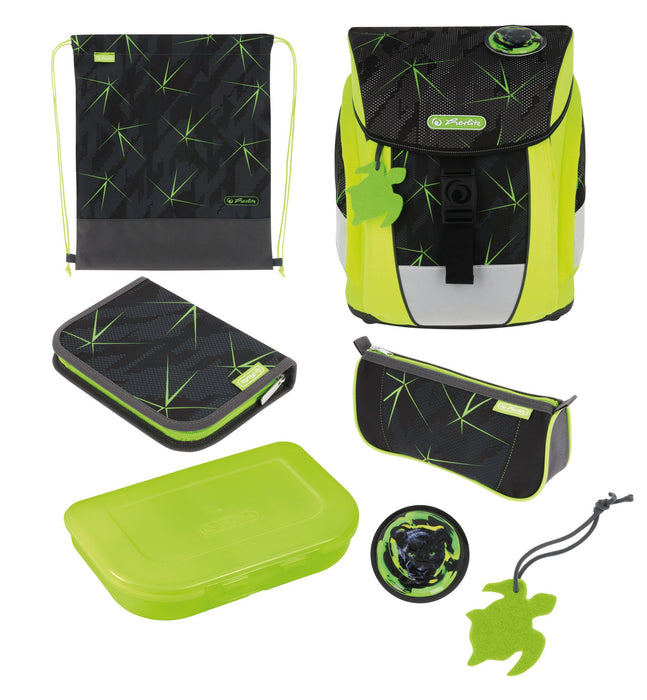 EAN 4008110370675 - Herlitz FiloActive Plus DIN Wild Life juego de mochila escolar Niño Poliéster Negro, Verde imagen 1
