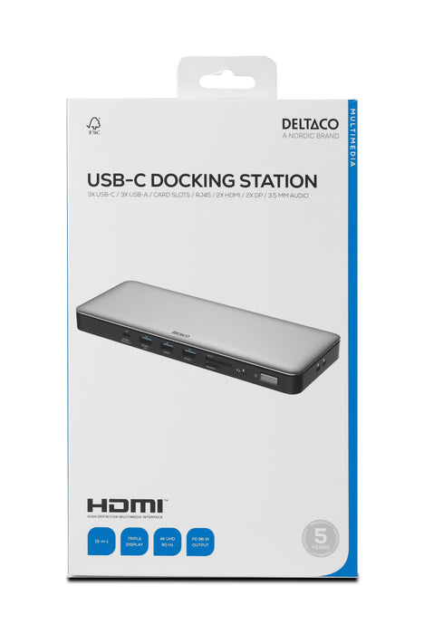 EAN 7333048060648 - Deltaco USBC-HDMI29 base para portátil y replicador de puertos USB Tipo C Plata imagen 7