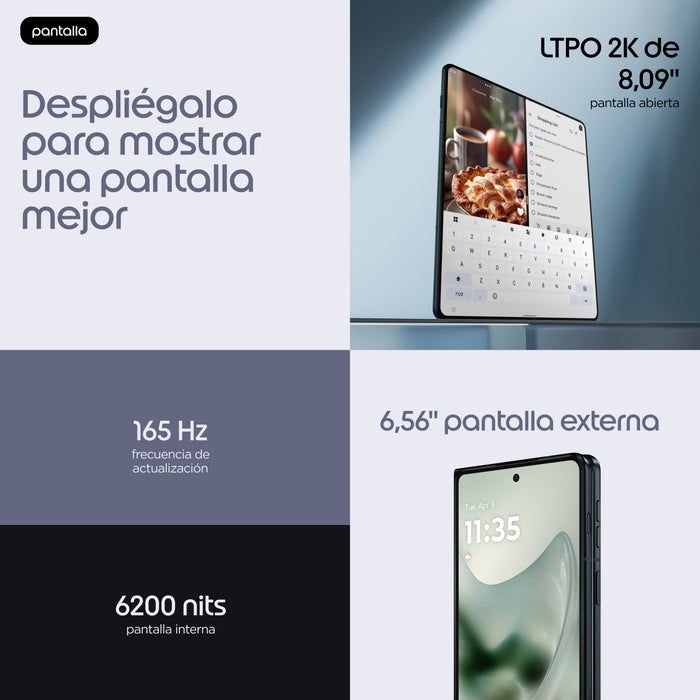 EAN 840493610801 - Motorola razr fold 20,6 cm (8.09") SIM doble Android 16.0 5G USB Tipo C 16 GB 512 GB 6000 mAh Negro imagen 11
