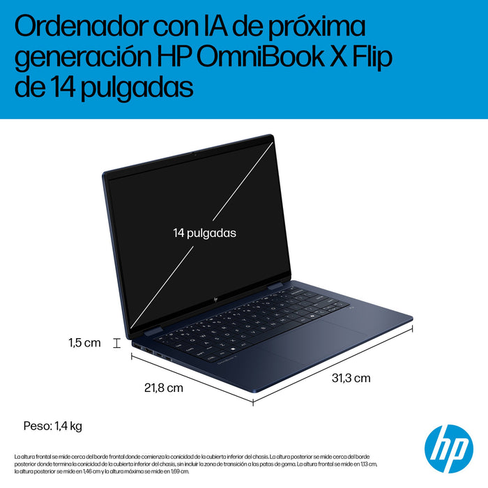 EAN 0199251120220 - HP OmniBook X FlipNGAI 14-fm0008ns Copilot+ PC Intel Core Ultra 7 258V Híbrido (2-en-1) 35,6 cm (14") Pan imagen 7