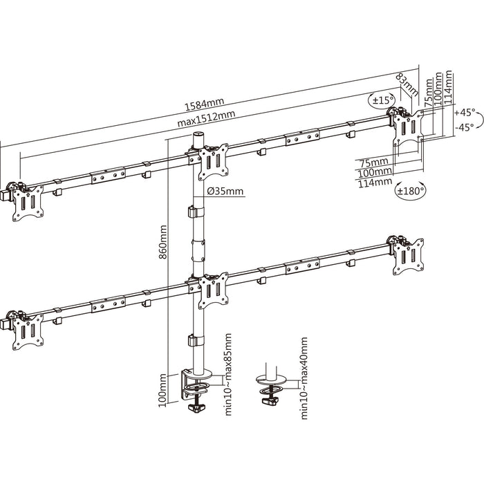 EAN 4043718333882 - InLine 23108I soporte para monitor 81,3 cm (32") Escritorio Negro imagen 4