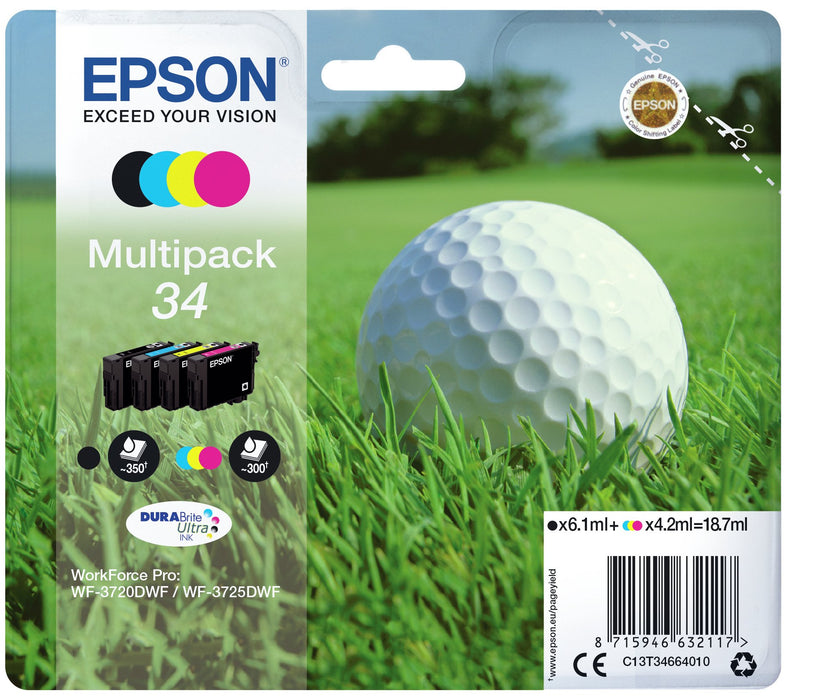 EAN 8715946632124 - Epson Golf ball C13T34664020 cartucho de tinta 1 pieza(s) Original Rendimiento estándar Negro, Cian, Mage imagen 1