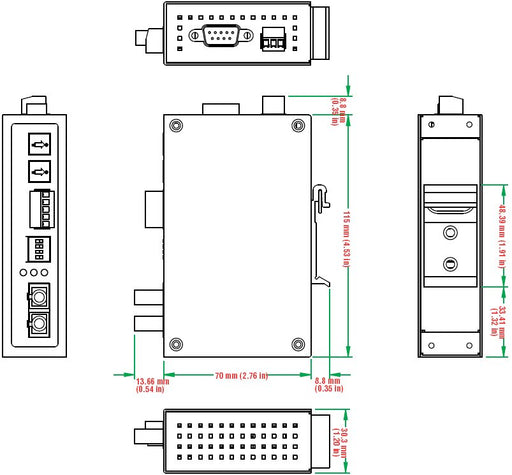 EAN 5703431434295 - Moxa ICF-1150I-M-SC convertidor, repetidor y aislador en serie RS-232 Fibra (SC) imagen 2