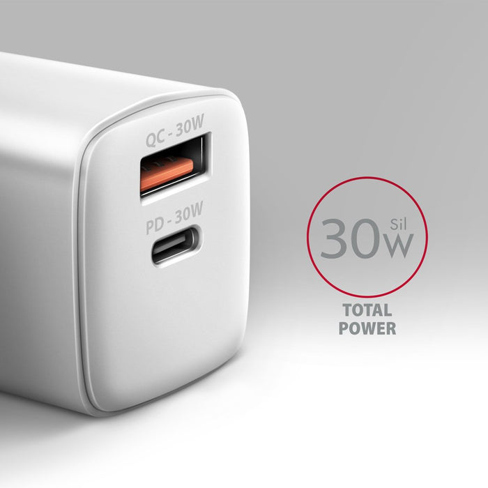 EAN 8595247907110 - Axagon ACU-PQ30W Ladegerät QC3.0.4.0/AFC/FCP/PPS/Apple+ PD USB-C 30W - weiß - USB Typ C Teléfono móvil, S imagen 2