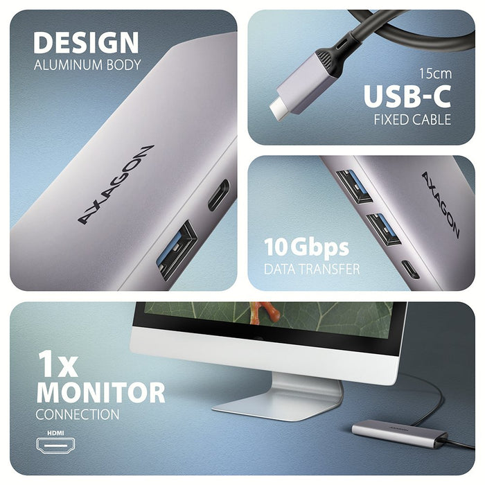 EAN 8595247908056 - Axagon HMC-6G2L base para portátil y replicador de puertos Alámbrico USB 3.2 Gen 2 (3.1 Gen 2) Type-C Alu imagen 2