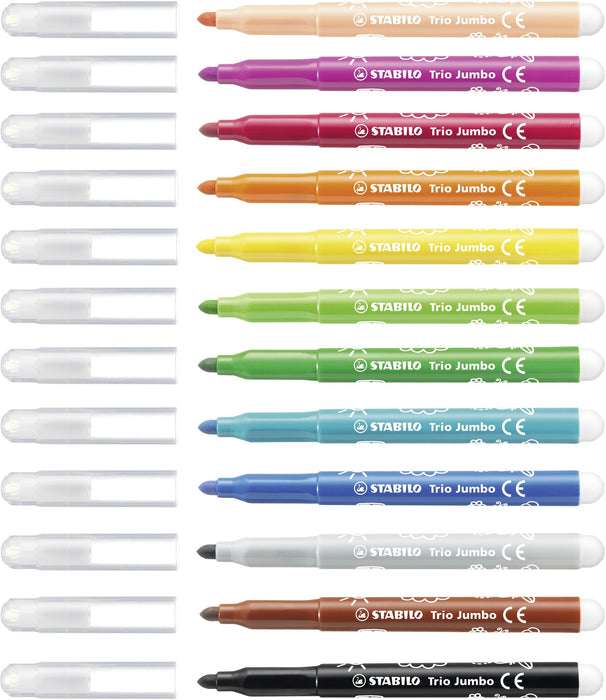 EAN 4006381492560 - STABILO Trio Jumbo rotulador Negro, Azul, Marrón, Verde, Cian claro, Verde claro, Naranja, Melocotón, Ros imagen 3