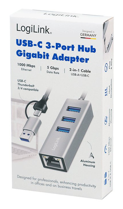 EAN 4052792076097 - LogiLink UA0440 hub de interfaz USB 3.2 Gen 1 (3.1 Gen 1) Type-A + Type-C 5000 Mbit/s Gris imagen 4