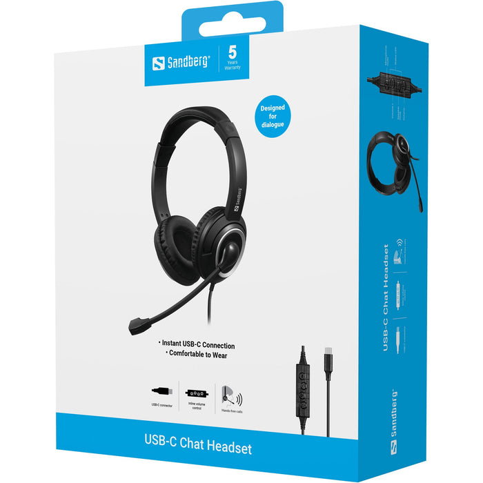 EAN 5705730126475 - Sandberg 126-47 auricular y casco Auriculares Alámbrico Diadema Oficina/Centro de llamadas USB Tipo C Neg imagen 7