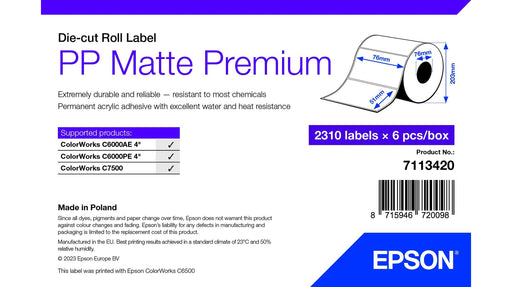 EAN 8715946720098 - Epson 7113420 etiqueta de impresora Blanco Etiqueta para impresora autoadhesiva imagen 1