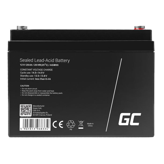 EAN 5907813968334 - Green Cell AGM55 batería de vehículos AGM (Separador de fibra de vidrio absorbente) 28 Ah 12 V imagen 1