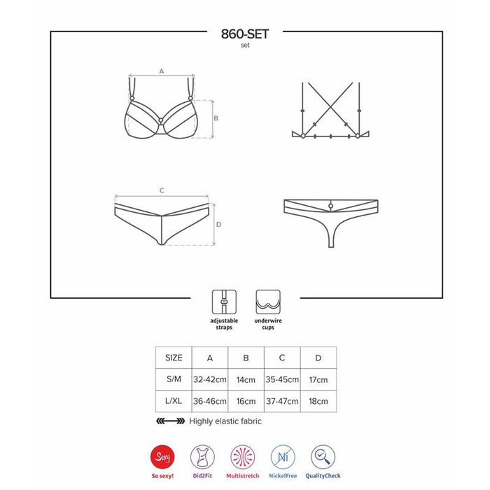 Obsessive - 860-Set-1 Set Dos Piezas Rojo S/M