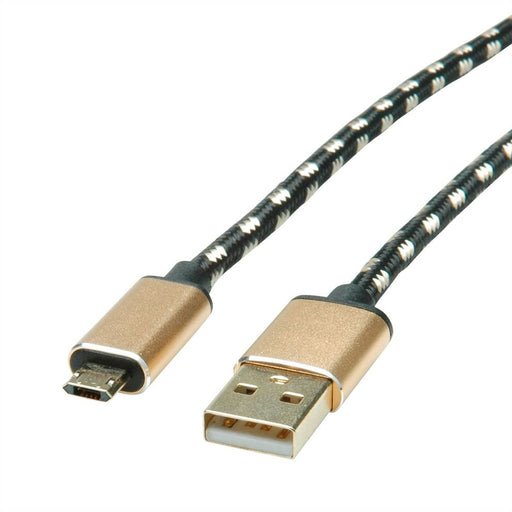 EAN 7630049612006 - ROLINE 11.02.8819 cable USB USB 2.0 0,8 m USB C Micro-USB B Negro, Oro imagen 1