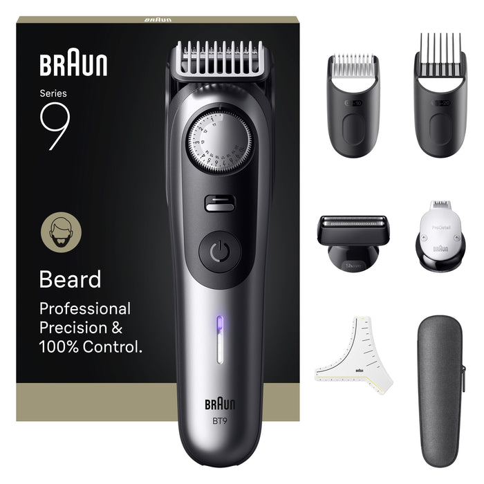 EAN 8700216427715 - Braun BeardTrimmer 9 80789785 depiladora para la barba AC/Batería 20 2 cm Mojado y seco Gris imagen 1