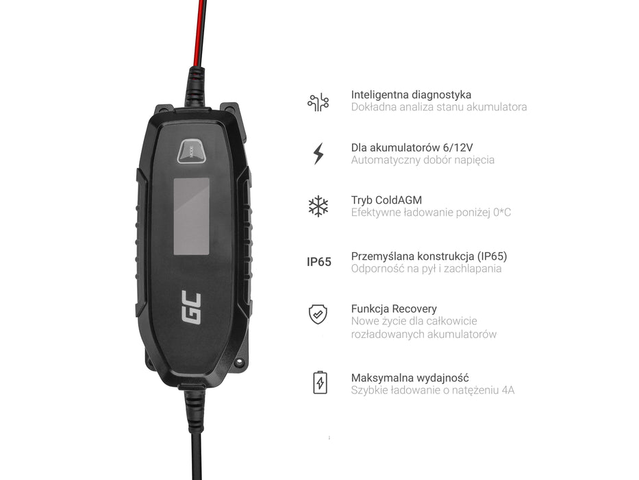 EAN 5903317222361 - Green Cell Charger for accumulators 6V 12V 4A with diagnostics function 6/12 V Negro imagen 2