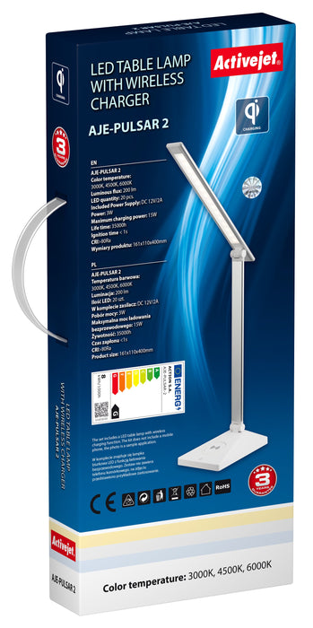 EAN 5901443116110 - Activejet AJE-PULSAR 2 lámpara de mesa Bombilla(s) no reemplazable(s) 3 W G Plata, Blanco imagen 3