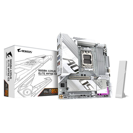 EAN 4719331866082 - GIGABYTE B850M AORUS ELITE WIFI6E ICE AMD B850 Zócalo AM5 micro ATX imagen 1