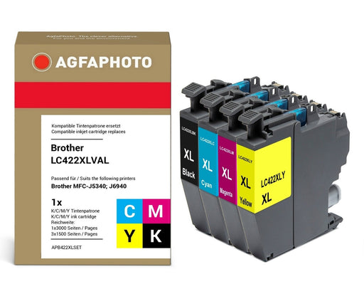 EAN 4250164920348 - AgfaPhoto APB422XLSET cartucho de tinta 4 pieza(s) Compatible Alto rendimiento (XL) Negro, Cian, Magenta, imagen 1