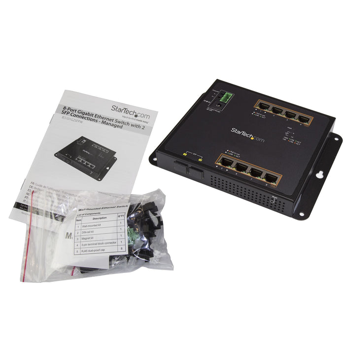 EAN 65030871198 - StarTech.com IES101GP2SFW switch Gigabit Ethernet (10/100/1000) Energía sobre Ethernet (PoE) Negro imagen 4