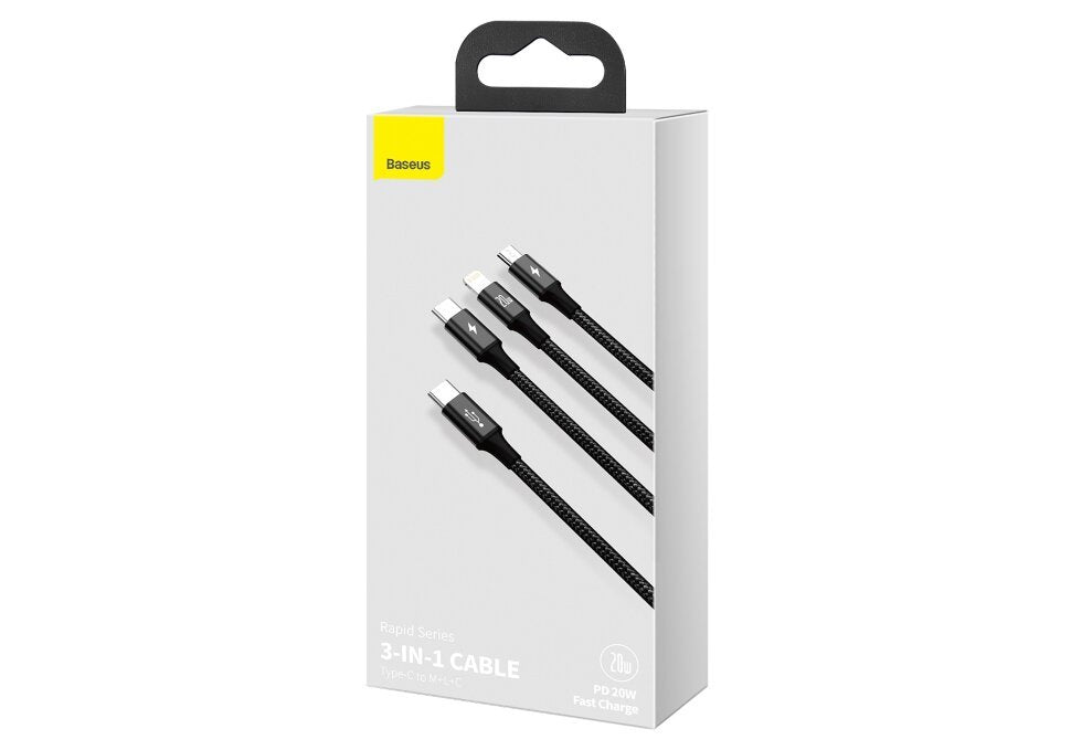 EAN 6953156204294 - Baseus Rapid 3-in-1 cable USB 1,5 m USB A USB C/Micro USB A/Lightning Negro imagen 3
