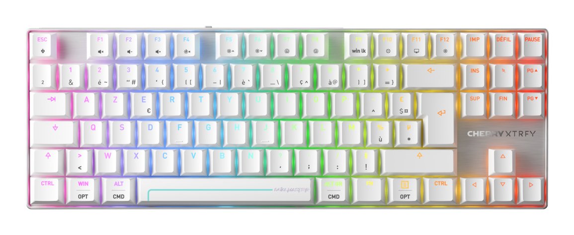 EAN 4025112121173 - CHERRY MX 8.2 Pro TMR Wireless teclado Juego USB + RF Wireless + Bluetooth AZERTY Francés Plata, Blanco imagen 1