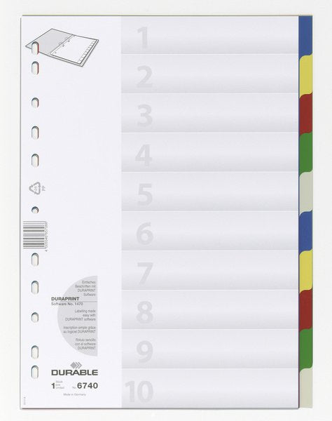 EAN 4005546657066 - Durable 6740 Separador en blanco con pestaña Polipropileno (PP) Multicolor imagen 1