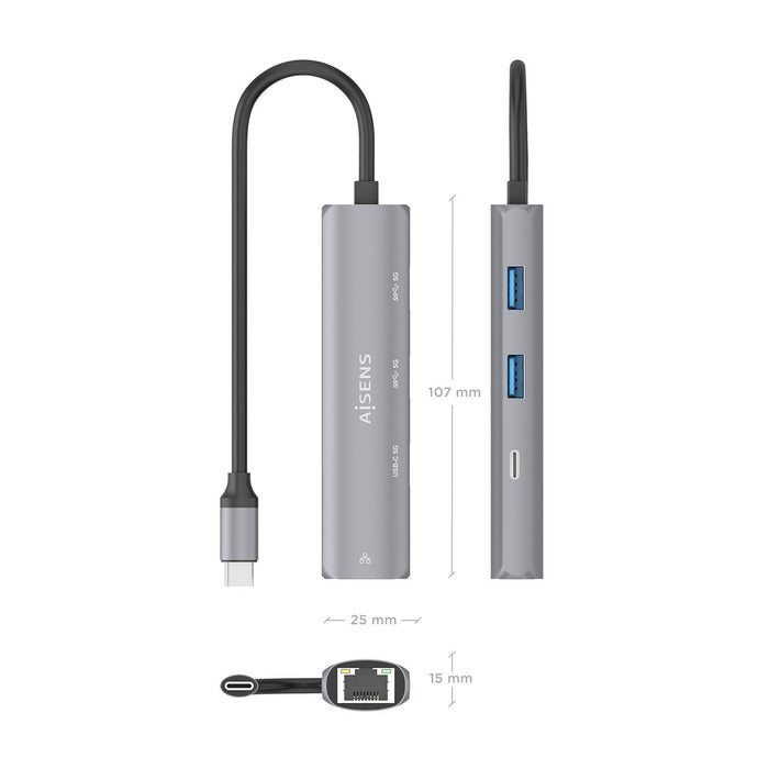 EAN 8435739904015 - AISENS ASUC-4P039-GR base para portátil y replicador de puertos Alámbrico USB 3.2 Gen 1 (3.1 Gen 1) Type- imagen 4