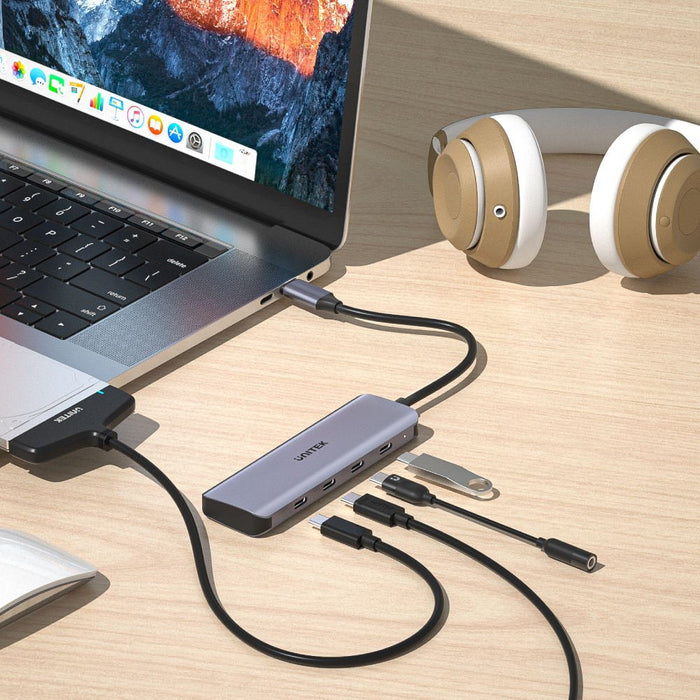 EAN 4894160048035 - UNITEK uHUB Q4 USB 3.2 Gen 1 (3.1 Gen 1) Type-C 5000 Mbit/s Gris imagen 5
