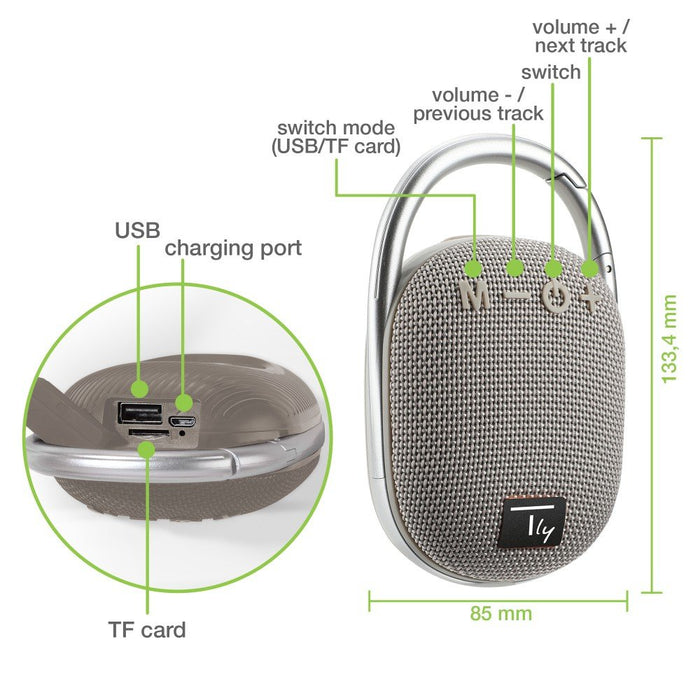 EAN 8059018365696 - Techly ICASBL321GR altavoz portátil o de fiesta Altavoz monofónico portátil Gris 5 W imagen 4