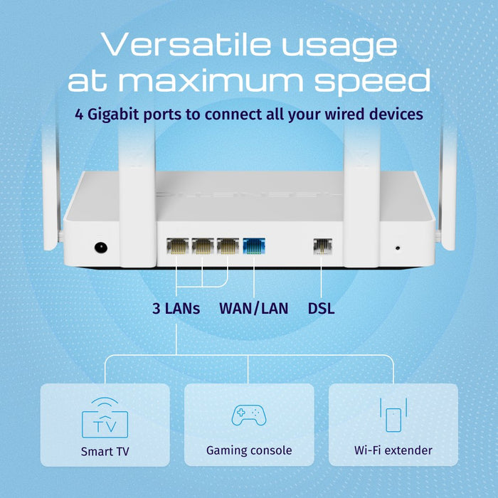 EAN 4897082921356 - Keenetic Hopper DSL (KN-3610) router inalámbrico Gigabit Ethernet Doble banda (2,4 GHz / 5 GHz) Gris, Bla imagen 4