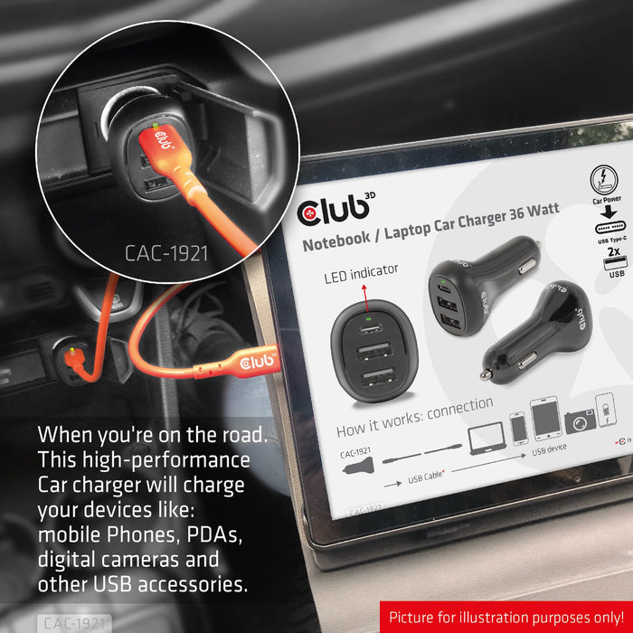 EAN 8719214472788 - CLUB3D CAC-1921 cargador de dispositivo móvil Portátil Negro Encendedor de cigarrillos Auto imagen 4