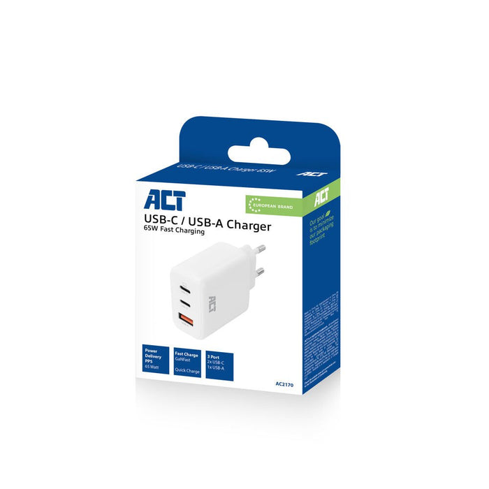 EAN 8716065567946 - ACT AC2170 cargador de dispositivo móvil Universal Blanco Corriente alterna Carga rápida Interior imagen 2