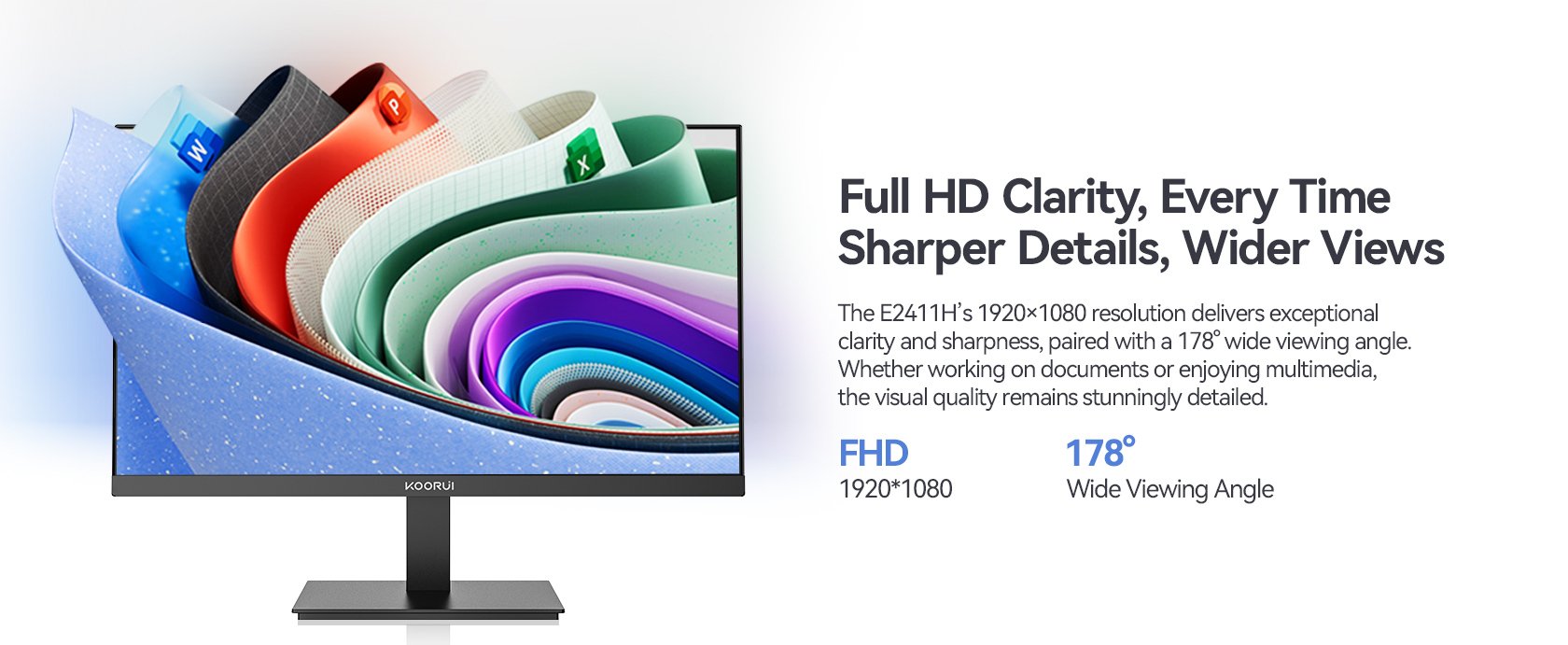 EAN 6940017321146 - Koorui E2411H pantalla para PC 60,5 cm (23.8") 1920 x 1080 Pixeles Full HD Negro imagen 11