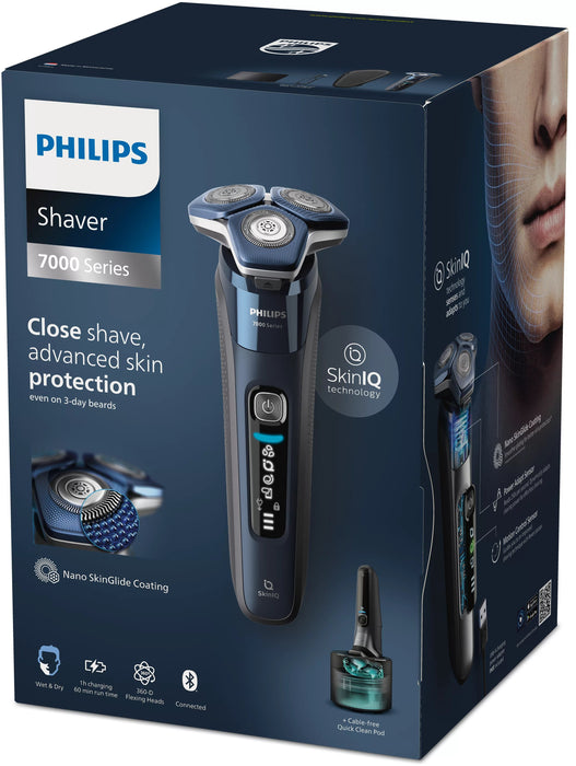 EAN 8720689009041 - Philips SHAVER Series 7000 S7885/50 afeitadora Máquina de afeitar de rotación Recortadora Negro, Azul imagen 2