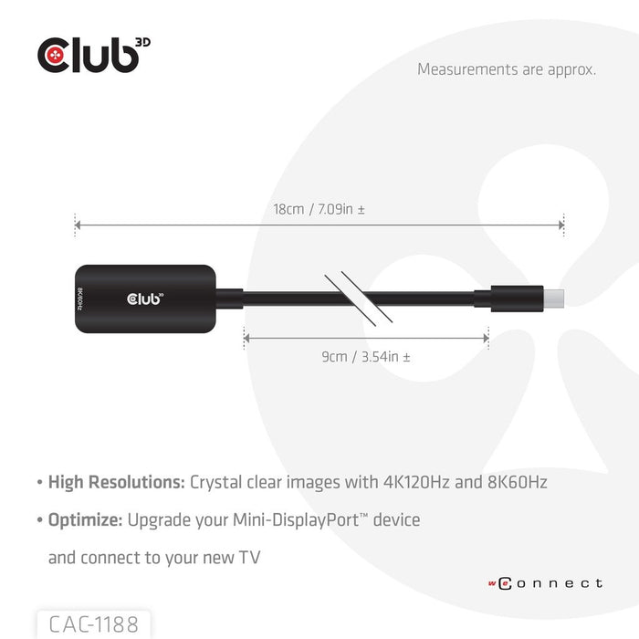 EAN 8719214473341 - CLUB3D CAC-1188 adaptador de cable de vídeo 0,09 m Mini DisplayPort HDMI Negro imagen 4