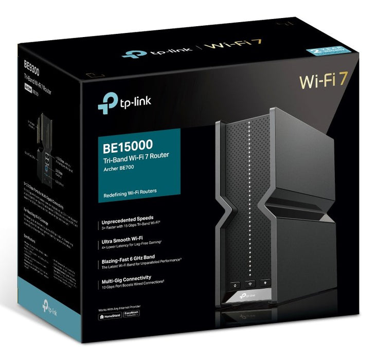 EAN 4895252508000 - TP-Link Archer BE700 router inalámbrico Multi-Gigabit Ethernet Tribanda (2.4 GHz / 5 GHz / 6 GHz) Negro imagen 4