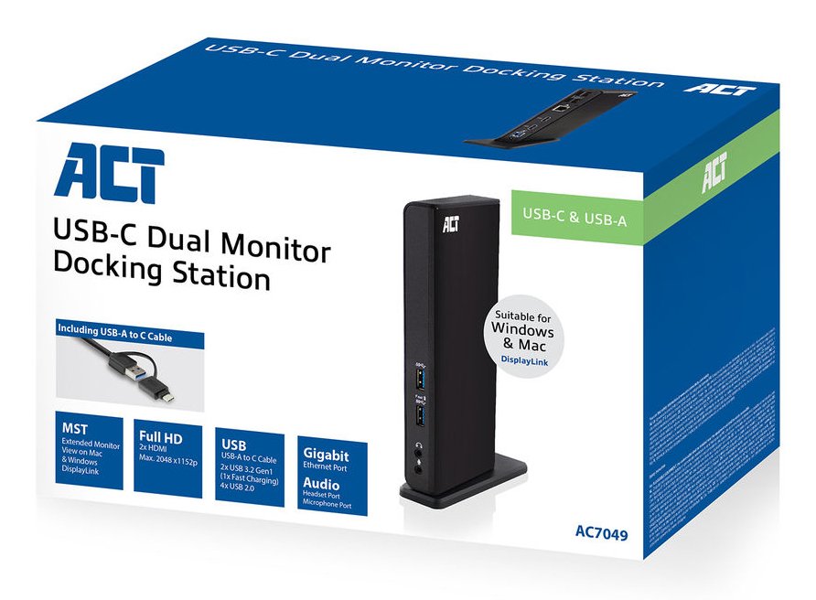 EAN 8716065492279 - ACT AC7049 base para portátil y replicador de puertos Alámbrico USB 3.2 Gen 1 (3.1 Gen 1) Type-C Negro imagen 3