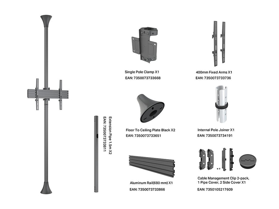EAN 7350073733620 - Multibrackets 3620 soporte para pantalla de señalización 165,1 cm (65") Negro imagen 8