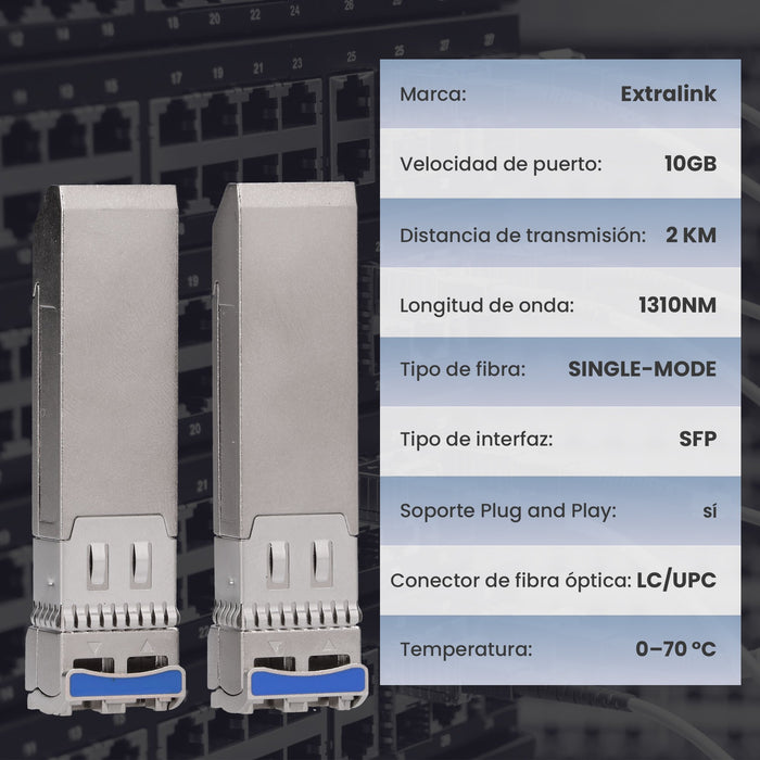 EAN 5905090335917 - Extralink SFP+ 10G 2-pack | Moduł SFP+ | 10Gbps, LC/UPC, 1310nm, 2km, single mode, DOM (EX.35917) red mod imagen 6