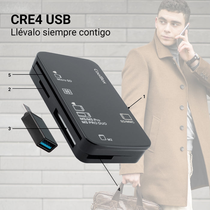 EAN 8436624420979 - CoolBox COO-CRE-4AC lector de tarjeta Negro imagen 2