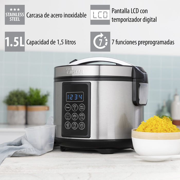 EAN 8713016090966 - Tristar RK-6132 olla multi-cocción 1,5 L 500 W Negro, Acero inoxidable imagen 16