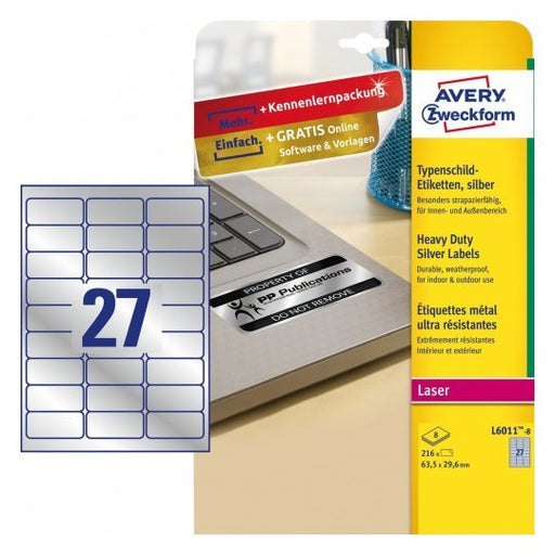 EAN 4004182076125 - Avery L6011-8 etiqueta de impresora Plata Etiqueta para impresora autoadhesiva imagen 1
