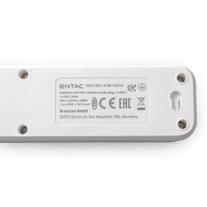 EAN 5999097991504 - Entac ESES1.5G4-1.5-SW-1UA1UC base múltiple 1,5 m 4 salidas AC Interior Blanco imagen 7