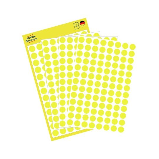 EAN 4004182030134 - Avery 3013 etiqueta decorativa engomada Papel Amarillo Permanente 416 pieza(s) imagen 1