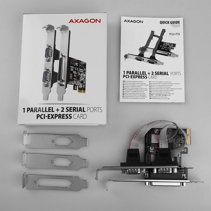 EAN 8595247905390 - Axagon PCEA-PSN PCIe-Adapter mit 1x Parallel-+ 2x Seriell-Ports - ASIX AX99100 tarjeta y adaptador de int imagen 4