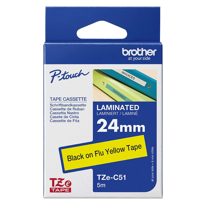 EAN 4977766692496 - Brother TZE-C51 cinta para impresora de etiquetas Negro sobre amarillo fluorescente imagen 3
